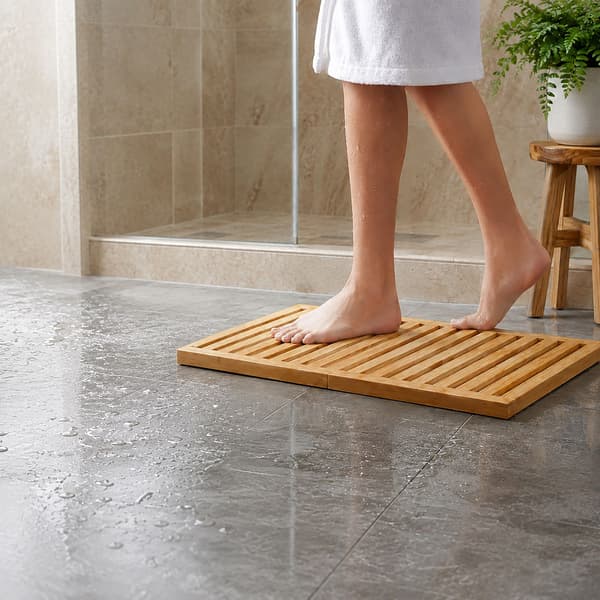 Kylpyhuoneen matto, bambu, luonnollinen, 59.5 x 39 cm, Kodustaar
