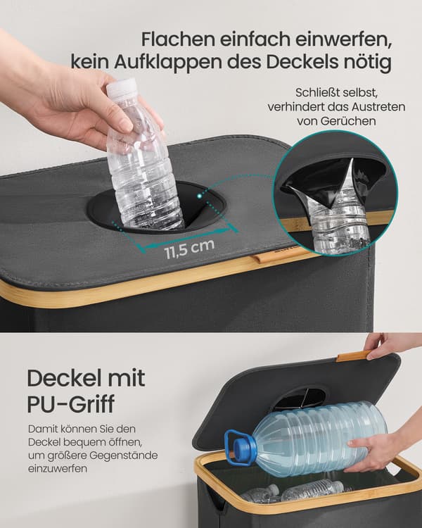 Affaldssorteringsbeholder 42x32,5x70,5 cm Gråt Stof