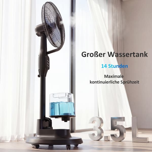 Gulvventilator 45x40x128 cm Sort med Mist-funktion
