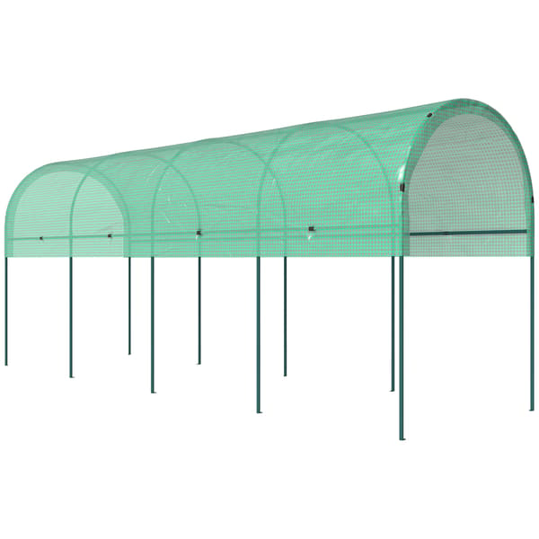 Drivhus, 400x120x170 cm, Grøn, Stål og Plast