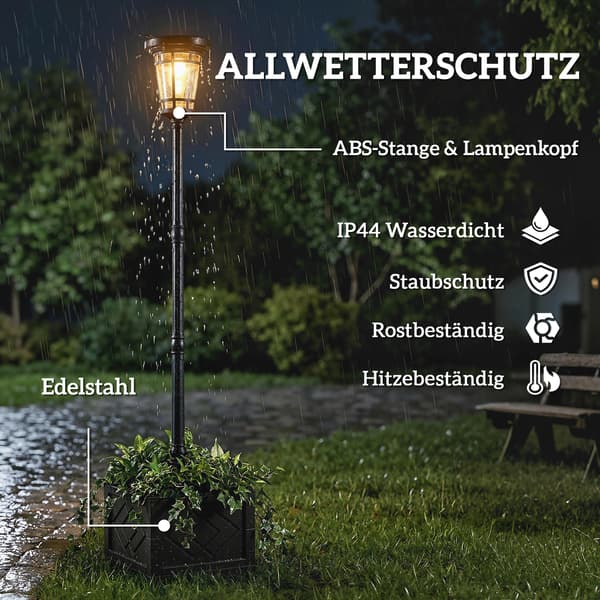 Post Light 41,5x41,5x195 cm Sort Solcelledrevet