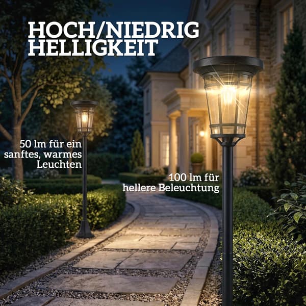 Pathway Light 23,5x23,5x180 cm Svart solcellsdriven