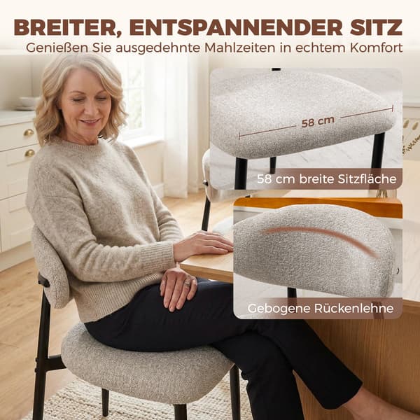 Spisestol 58x58x77 cm Beige Stålramme