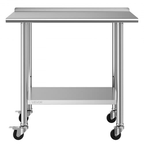 Arbejdsbord 61x91x89,4 cm Rustfrit Stål Justerbar Opbevaring
