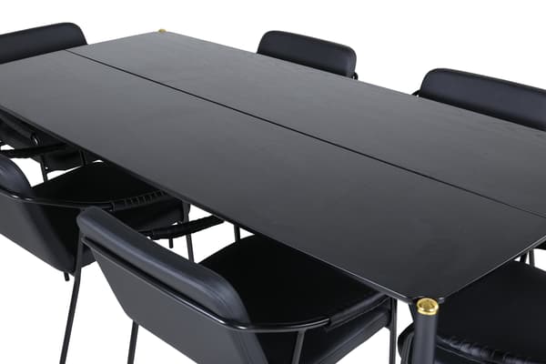 Spisebord og stol sæt Pelle 190x90x75 cm Sort