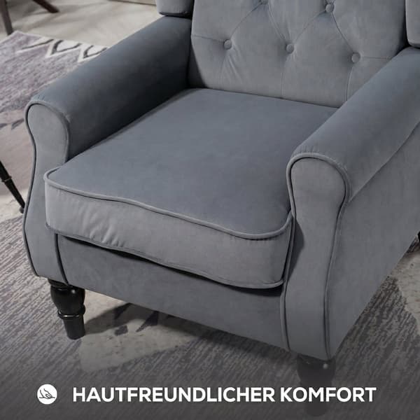 Wingback lænestol 74x86x102 cm grå