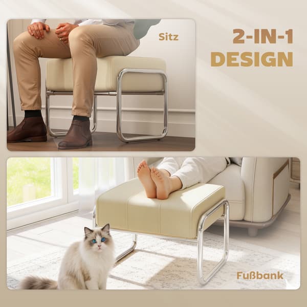Fotpall 52x42x42 cm Beige, Chenilletyg