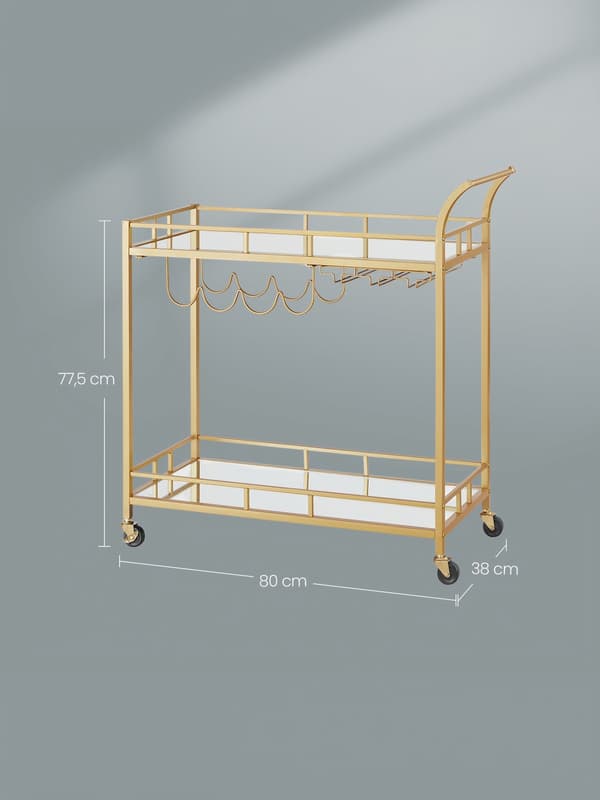 Serveringsvogn, 80x38x77,5 cm, Guld