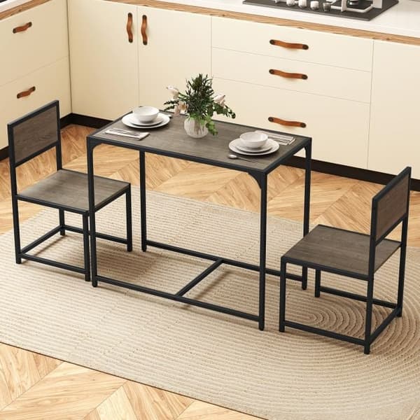 Matbordset, 3 delar, 90x47x76 cm, grå, metallram , Star