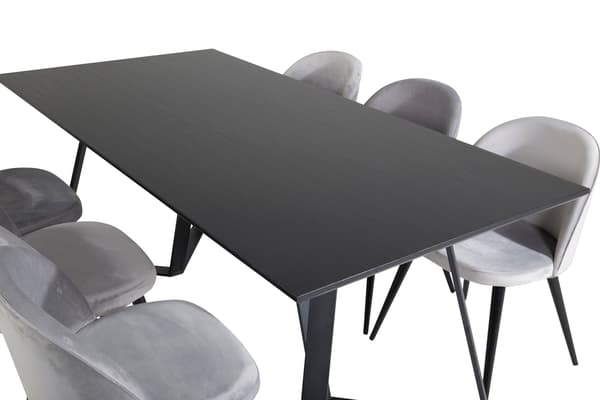 Spisebord og stol sæt Marina sort lys grå
