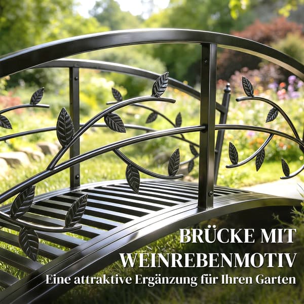 Garden Bridge 120x51x47 cm Sort Metal
