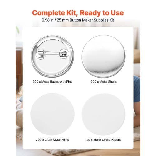 Påfyllningskit för knappmaskin 200 set Ø25 mm silver/vit
