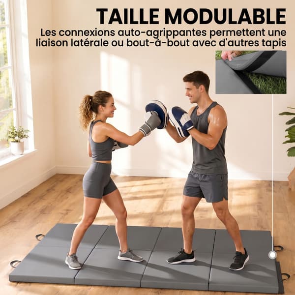 Foldbar gymnastikmåtte 180x80x5 cm grå