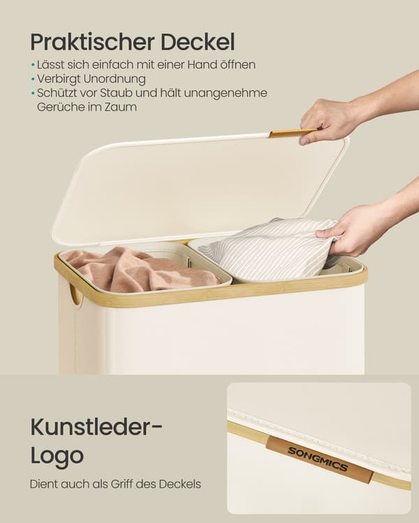 Tvättkorg 52x38,5x75 cm Vit Bamburam
