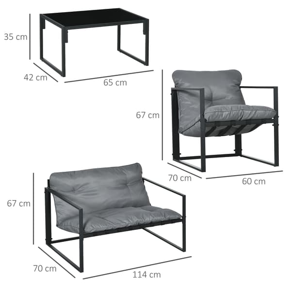 Trädgårdsmöbelset, 114x70x67 cm, Grå, Metall