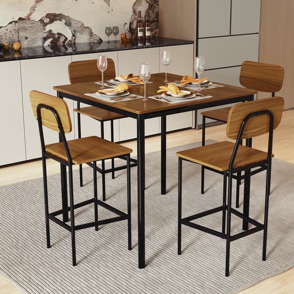 Spisesæt 5 dele 90x90x90 cm valnød