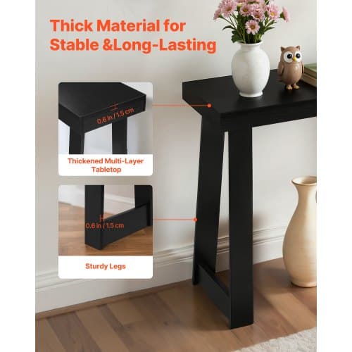 Konsolbord, 91,5x30,5x81 cm, Sort, Træ