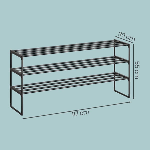 Kenkäteline 30x116x55 cm musta metalli