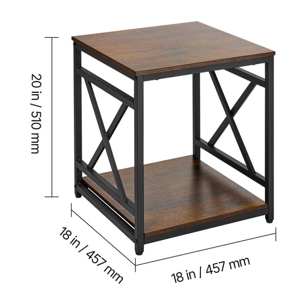 Sidebord 45.7x45.7x51 cm Brun Metal Træ