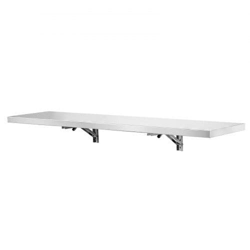 Rustfri stålhylde, 305x1219 mm, foldbar, 136kg