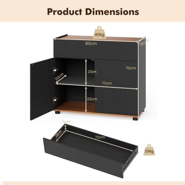 Skænk Buffet Skab 80x35x70 cm Sort, opbevaring