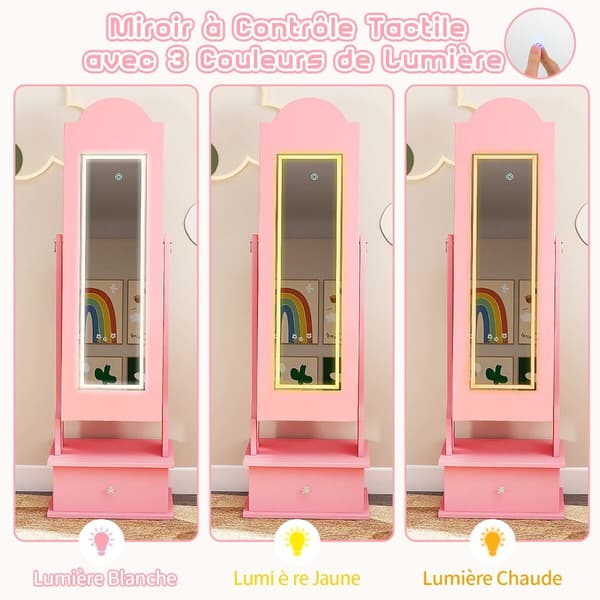 Smykkeskab, 34x30x113 cm, Pink, MDF