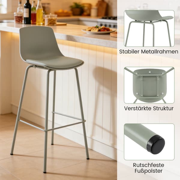 Barstolset, 48x46x103 cm, Grön, Konstläder , Star