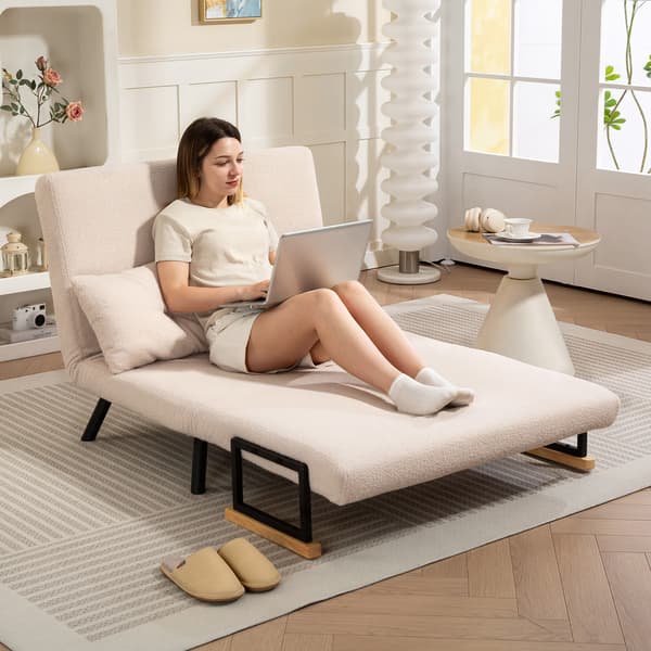 Bäddsoffa, 102x73x81 cm, Beige, tyg