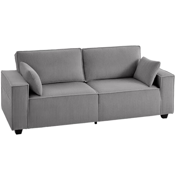 Sofa 3-personers 218x79x91 cm Lys grå fløjl polstring