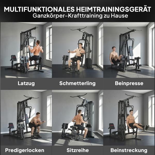 Home Gym Station, 162x162x210 cm, Sort, Stål