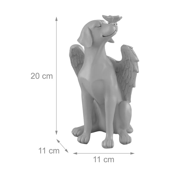 Hundemindesmærke Engel, 20x11x11 cm, Grå, Polyresin, Kodustaar