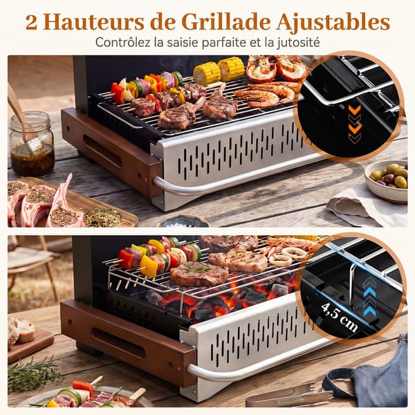 Sammenklappelig grillkulgrill 62x43,5x41,5 cm sort