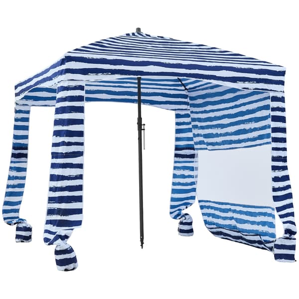 Strandkabine 183x183x229 cm Navy Striber Solskærm