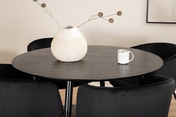 Spisebord og stol sæt 115 cm sort