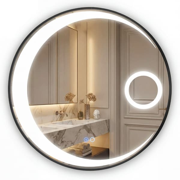 Makeupspejl, 61x61x3,5 cm, Sort, LED-belysning , Star
