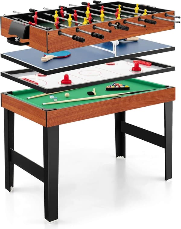 4-i-1 Multi-spilbord 125x97x83 cm brun/sort