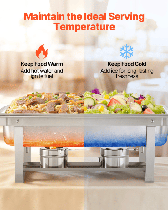 Chafing Dish Sæt, 6-pak, 61,5x34,5x32,5 cm, Rustfrit Stål