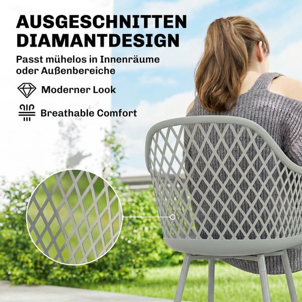 Trädgårdsstol Set 56x51x84 cm Grå Plast