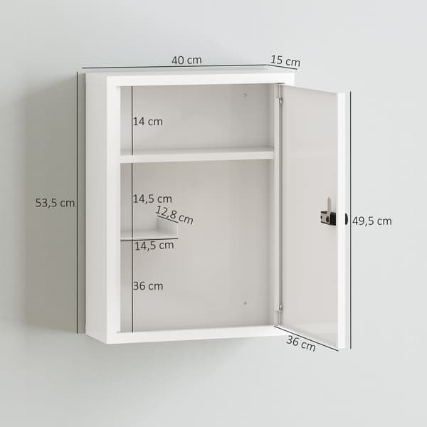 Medicinskåp för väggmontering 40x15x53,5 cm vitt