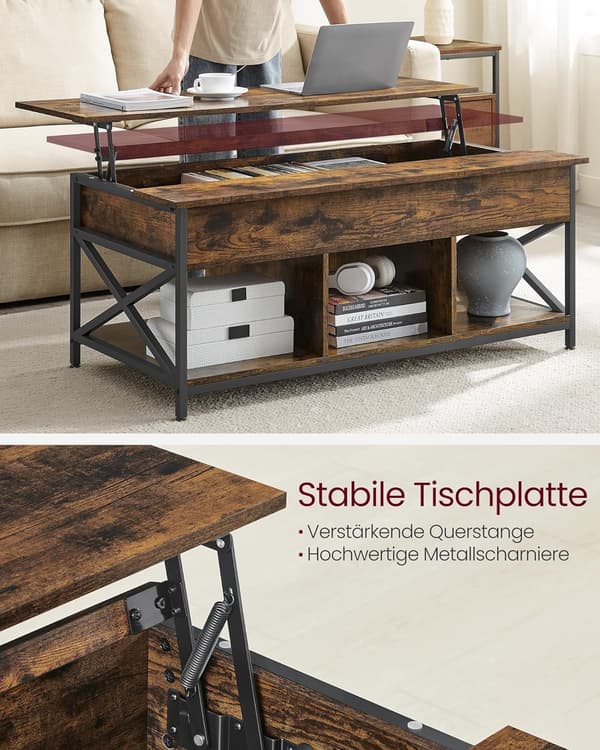 Sofabord, 120x59,9x49,4 cm, Brun/Sort