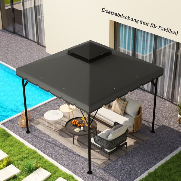 Paviljongtak ersättning 300x300 cm ljusgrå polyester
