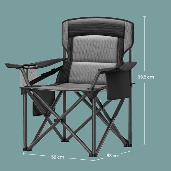 Campingstol, 63,1x95,1x99,6 cm, Sort, Sammenklappelig