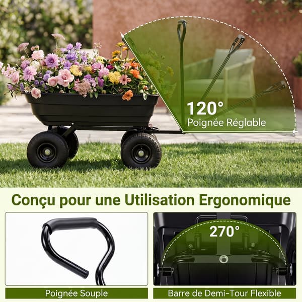 Havevogn 75 L 110x52x50 cm sort