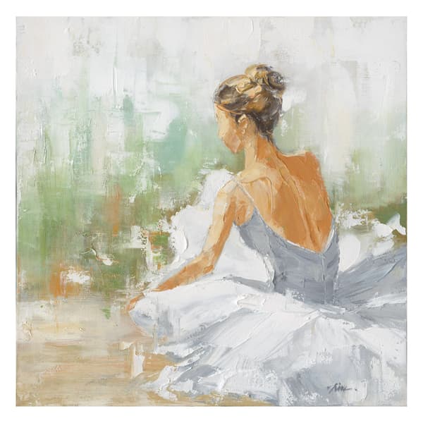 Olie Maleri 80x80 cm Hvid