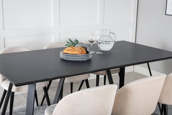 Spisebord og stol sæt Marina sort beige
