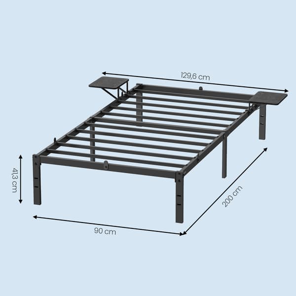 Sengestel, Metal, 200x90x40,6 cm, Sort