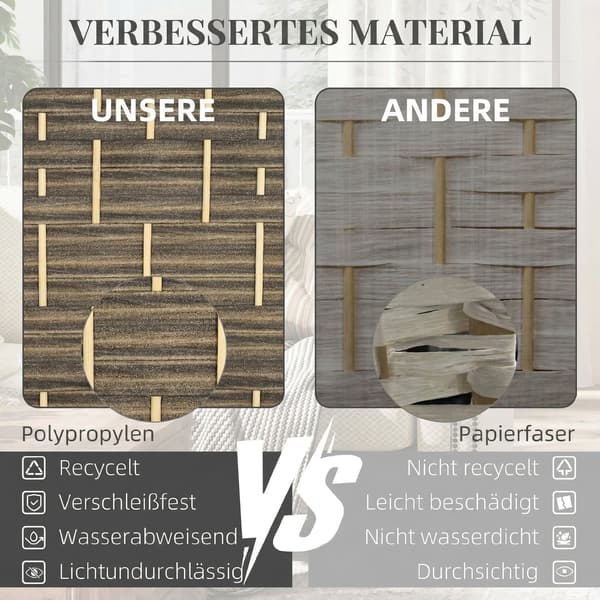 Rumdeler 4-panel foldbar 180x1,7x180 cm vasket sort