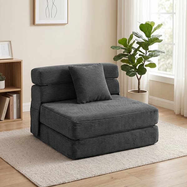 2-i-1 golvstol och sovstol 100x76x62 cm mörkgrå