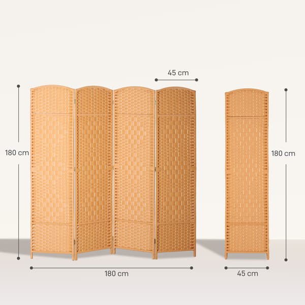 Rumdeler 4-panel foldeskærm 180x1,7x180 cm brun træ