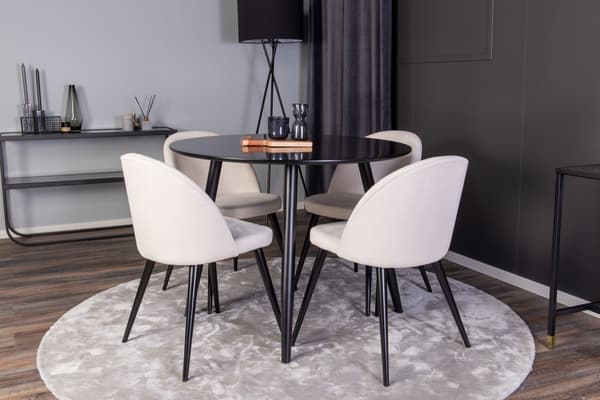 Spisebord og stol sæt Plaza 100x75 cm Sort Beige